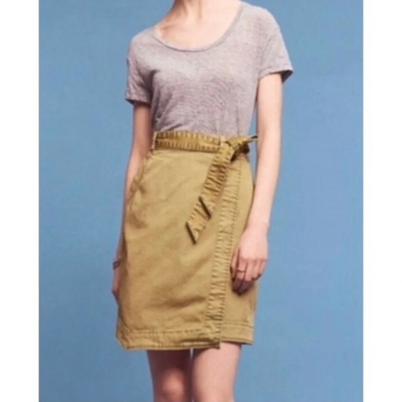 Anthropologie Pilcro and the Letterpress Women’s 0 Green Asymmetric Mini Skirt - Picture 2 of 9